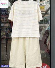 Set DDH áo sọc Min, quần kem