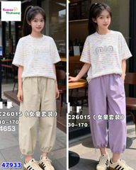 Set DDH áo sọc Min, quần kem