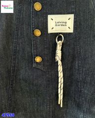 Set yếm jean DDH, áo sọc đen Garden