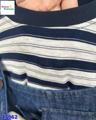 Set yếm jean, áo sọc đen GRWM