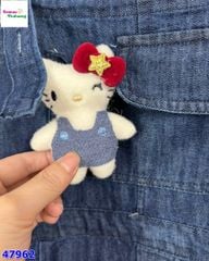 Set yếm jean, áo sọc đen GRWM