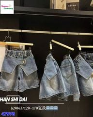 Quần short jean HSD xanh phối váy