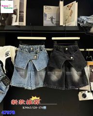 Quần short jean HSD xanh phối váy