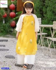 Áo dài June vàng thêu hoa