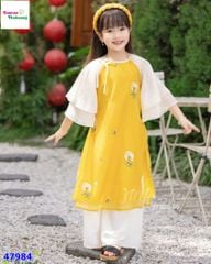 Áo dài June vàng thêu hoa