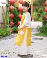 Áo dài June vàng thêu hoa