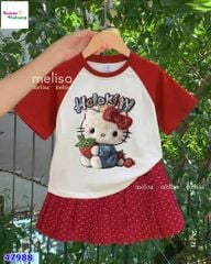 Set váy MLS trắng Kitty, váy chấm bi