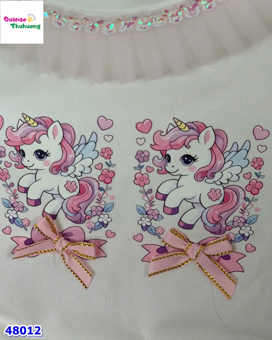 Set váy tutu hồng, áo trắng unicorn