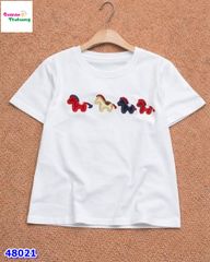 Áo thun trắng thêu 3 con ngựa