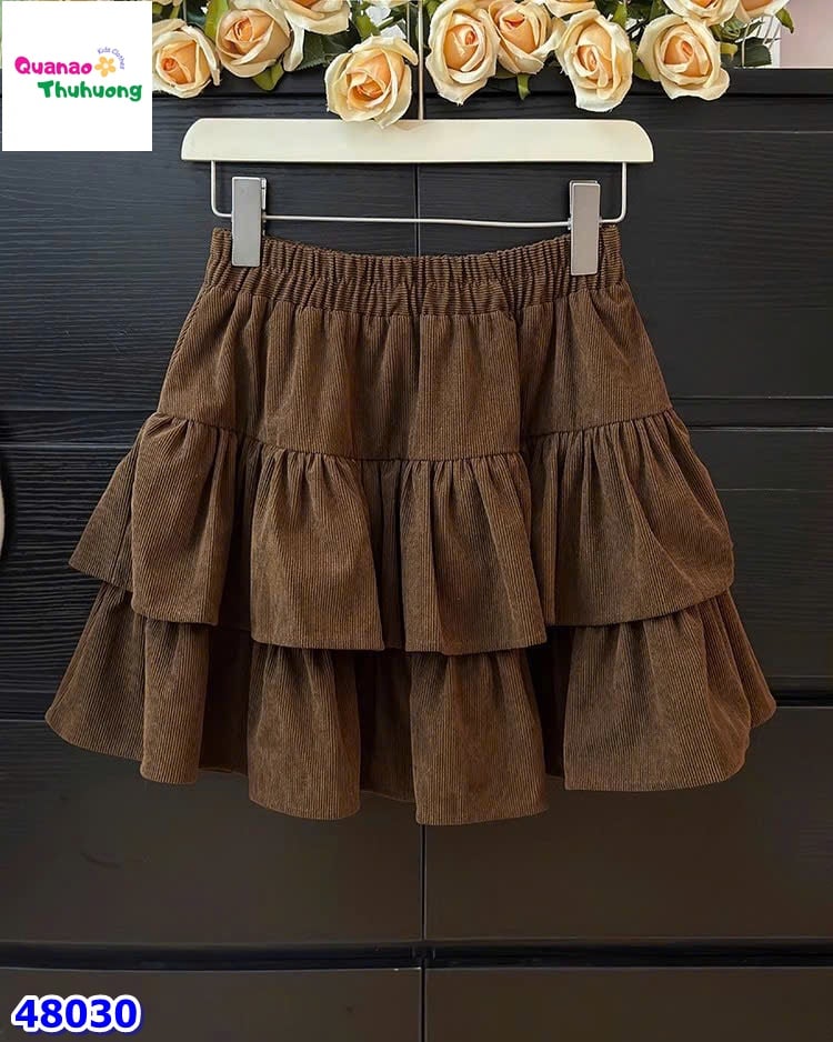 Chân váy tầng màu nâu