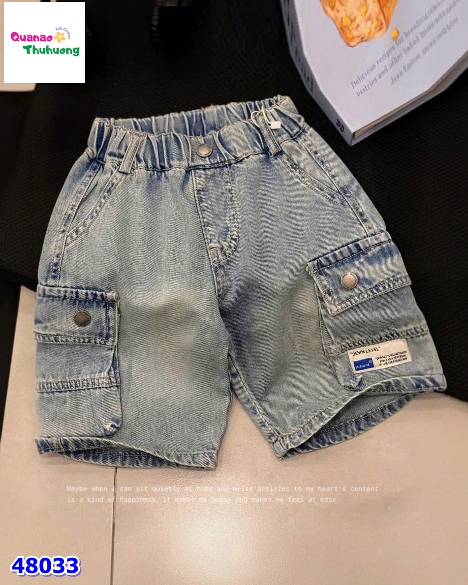 Quần short jean túi hộp xanh Demin