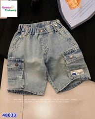 Quần short jean túi hộp xanh Demin
