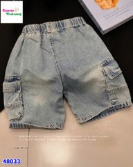 Quần short jean túi hộp xanh Demin