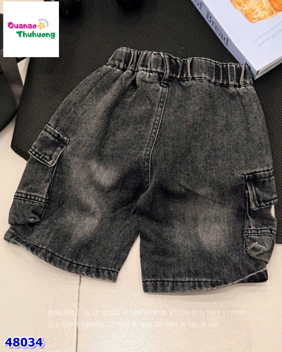 Quần short jean túi hộp đen Demin