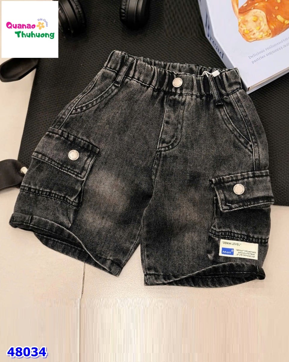 Quần short jean túi hộp đen Demin