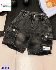 Quần short jean túi hộp đen Demin