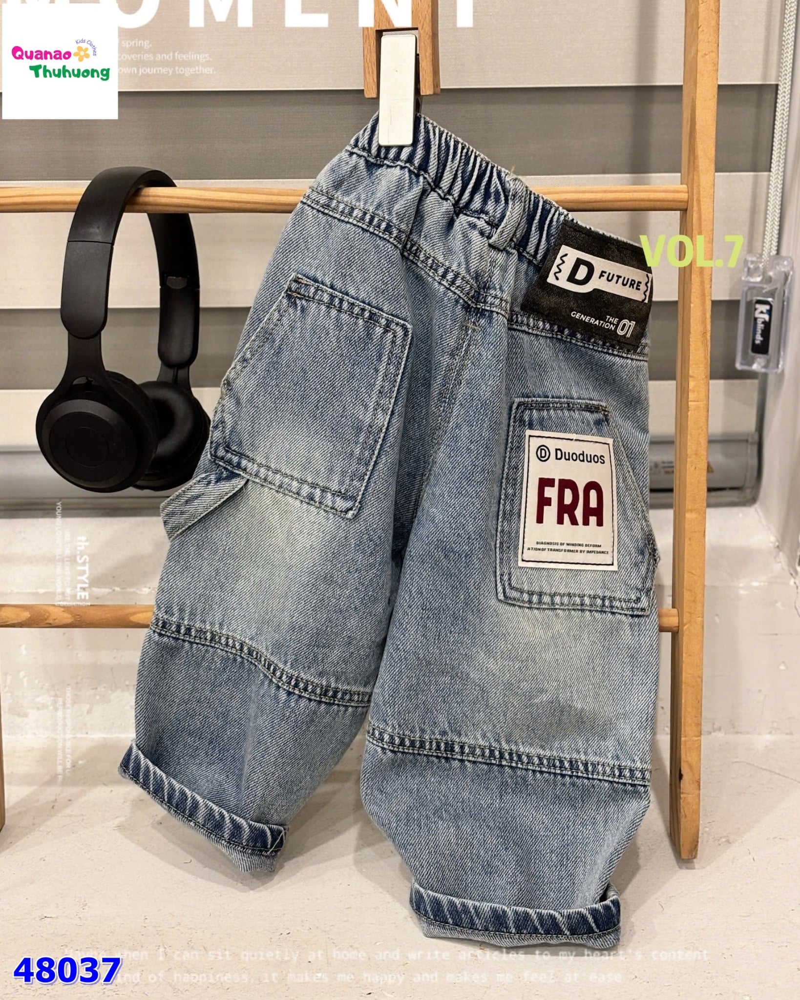 Quần jean dài xanh túi FRA