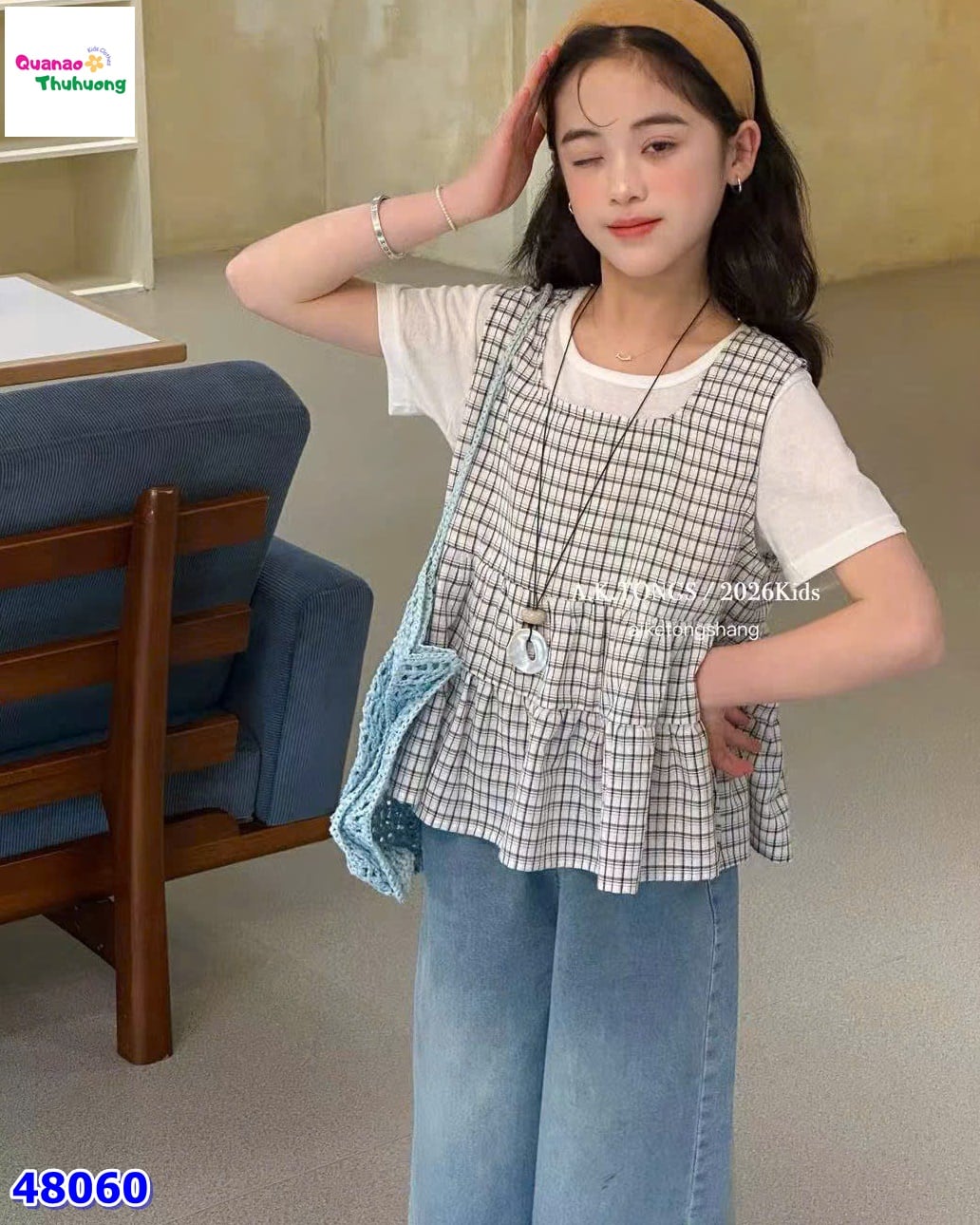 Set áo caro, quần Jean