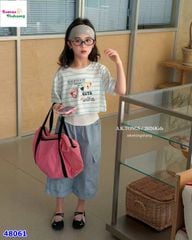 Set áo sọc xanh Cute, quần xanh