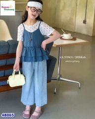 Set áo trắng chấm bi, quần Jean