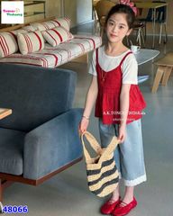 Set áo yếm đỏ, quần Jean