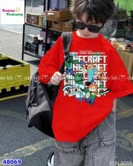 Bộ Elaine đỏ Minecrapt, quần jean xanh