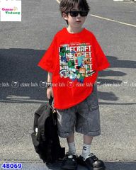 Bộ Elaine đỏ Minecrapt, quần jean xanh