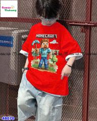 Bộ Elaine đỏ Minecrapt, quần jean xám