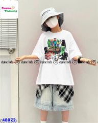 Bộ Elaine trắng Minecrapt, quần jean xanh