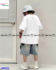 Bộ Elaine trắng Minecrapt, quần jean xanh