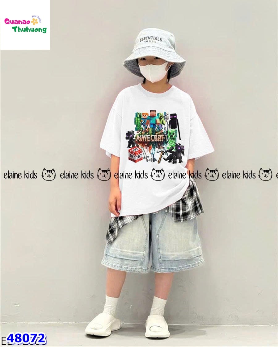 Bộ Elaine trắng Minecrapt, quần jean xanh