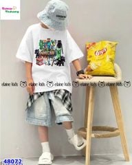 Bộ Elaine trắng Minecrapt, quần jean xanh