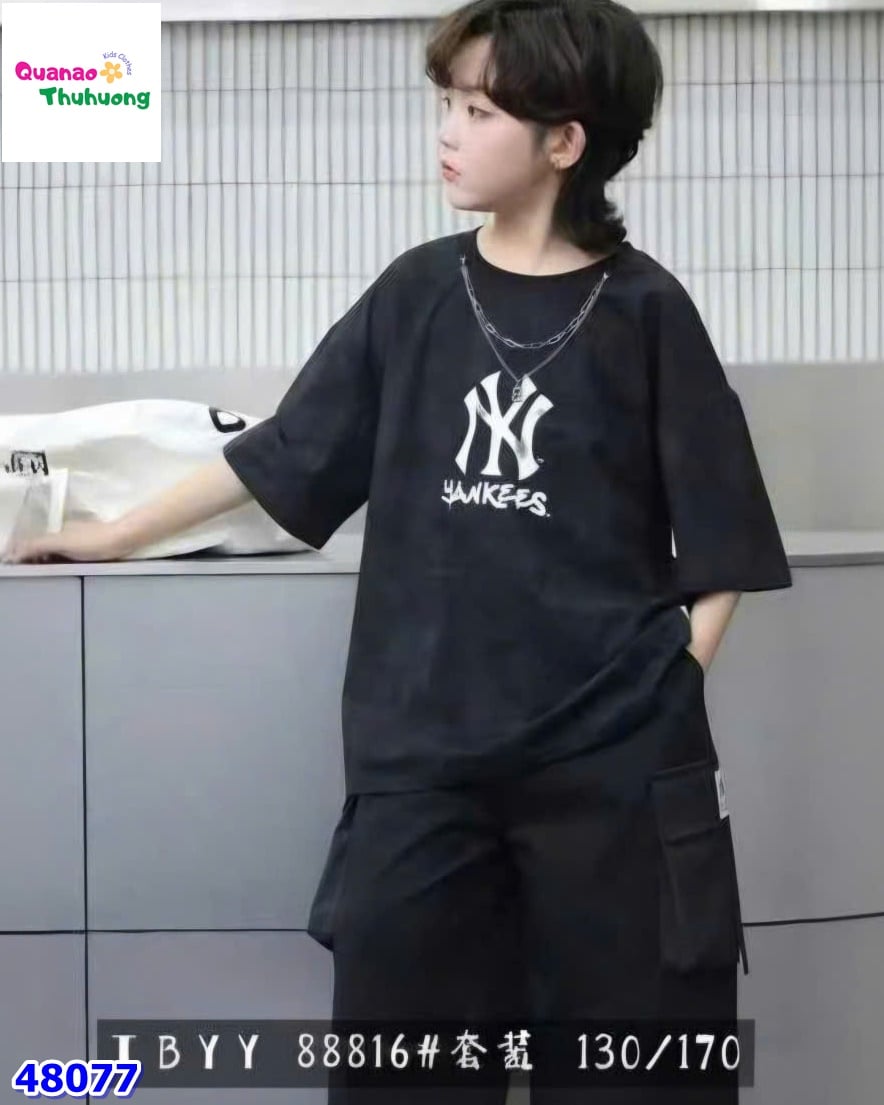 Bộ áo đen NY, quần đen