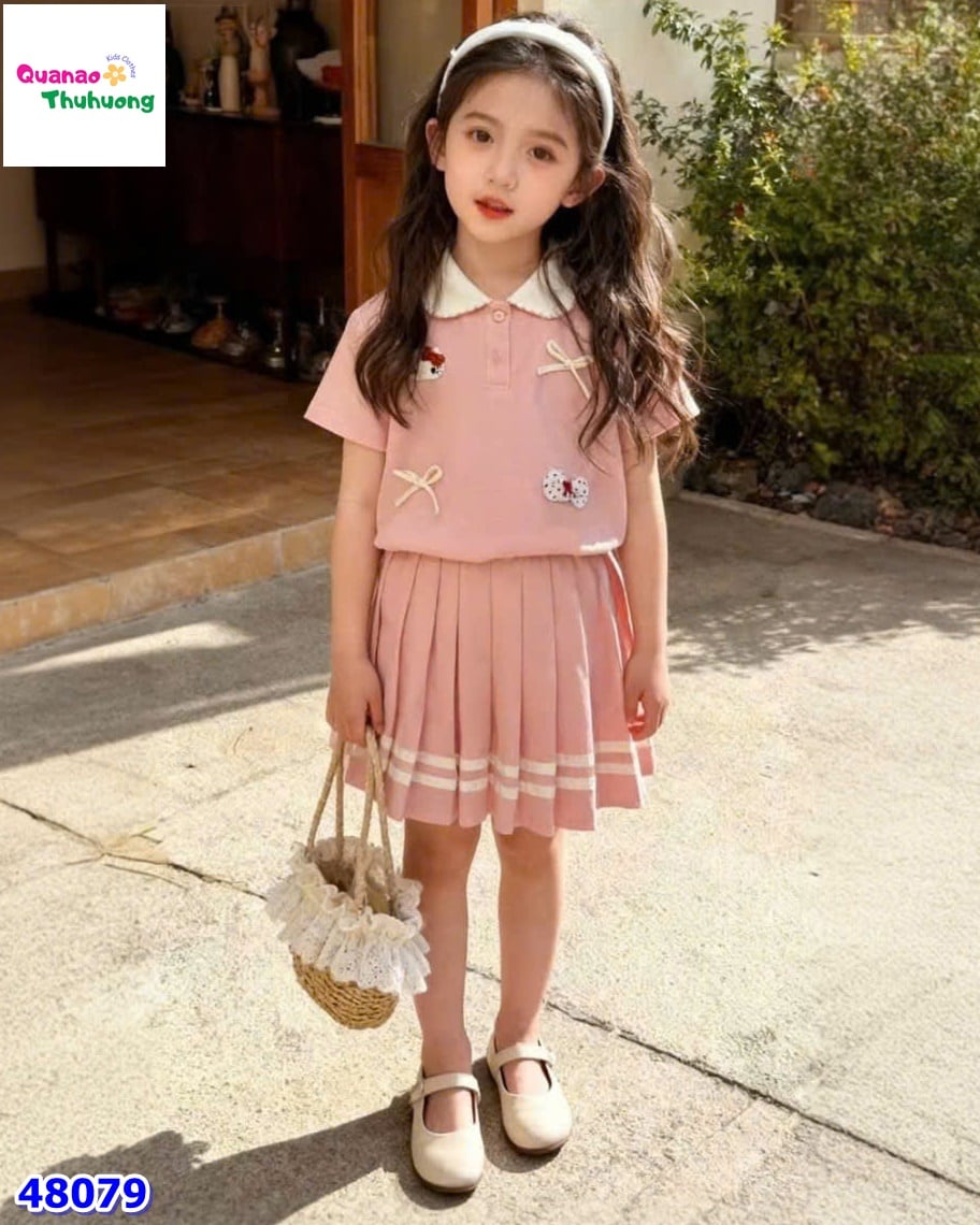 Set váy polo hồng Kitty