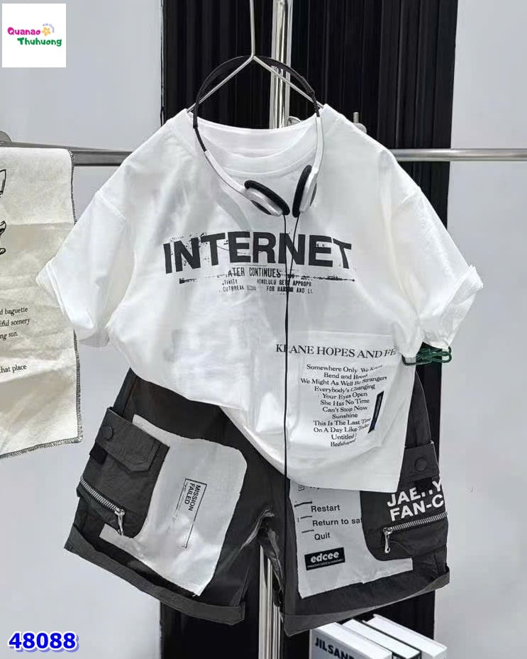 Bộ áo trắng Internet, quần xám