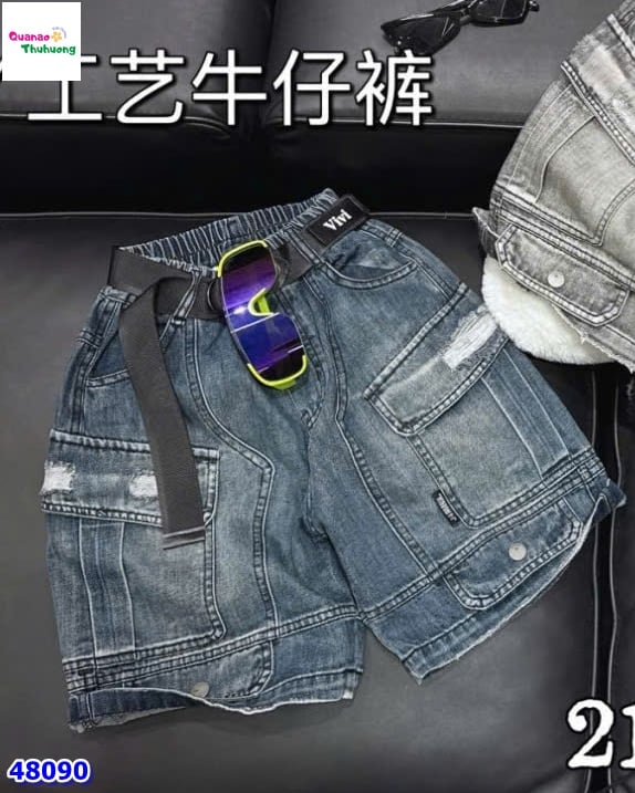 Quần short jean XSD xanh túi hộp rách