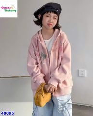 Áo khoác hồng nhiều nơ