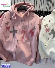 Áo khoác hồng nhiều nơ