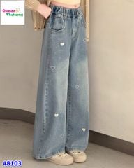 Quần jean dài xanh trái tim