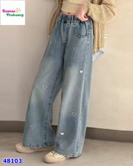 Quần jean dài xanh trái tim