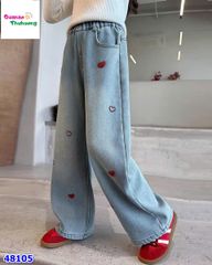 Quần jean Syci dài xanh tim đỏ