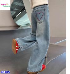 Quần jean Syci dài xanh tim đỏ