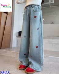 Quần jean Syci dài xanh tim đỏ