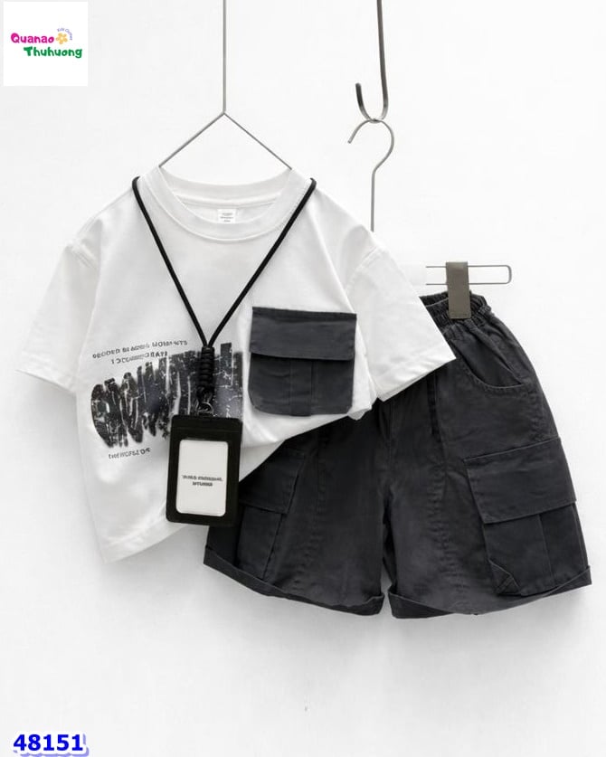 Set áo trắng Growth, quần kaki xám