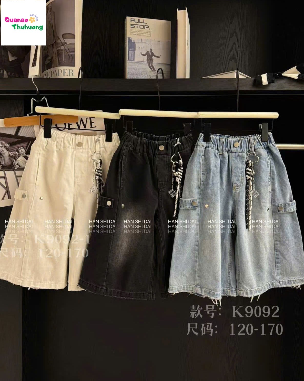 Quần jean lửng HSD xanh cài nút