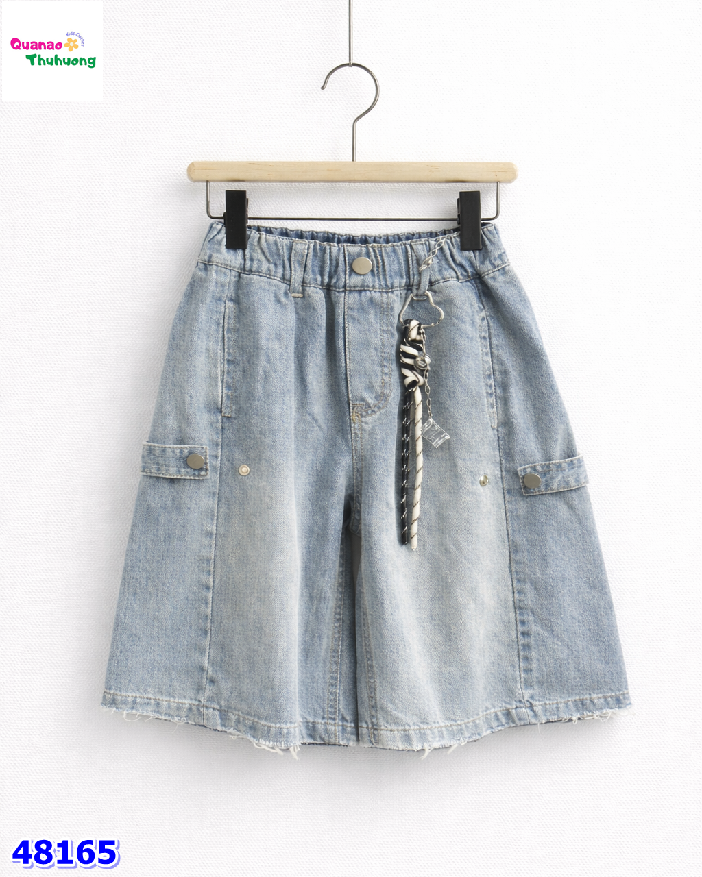 Quần jean lửng HSD xanh cài nút