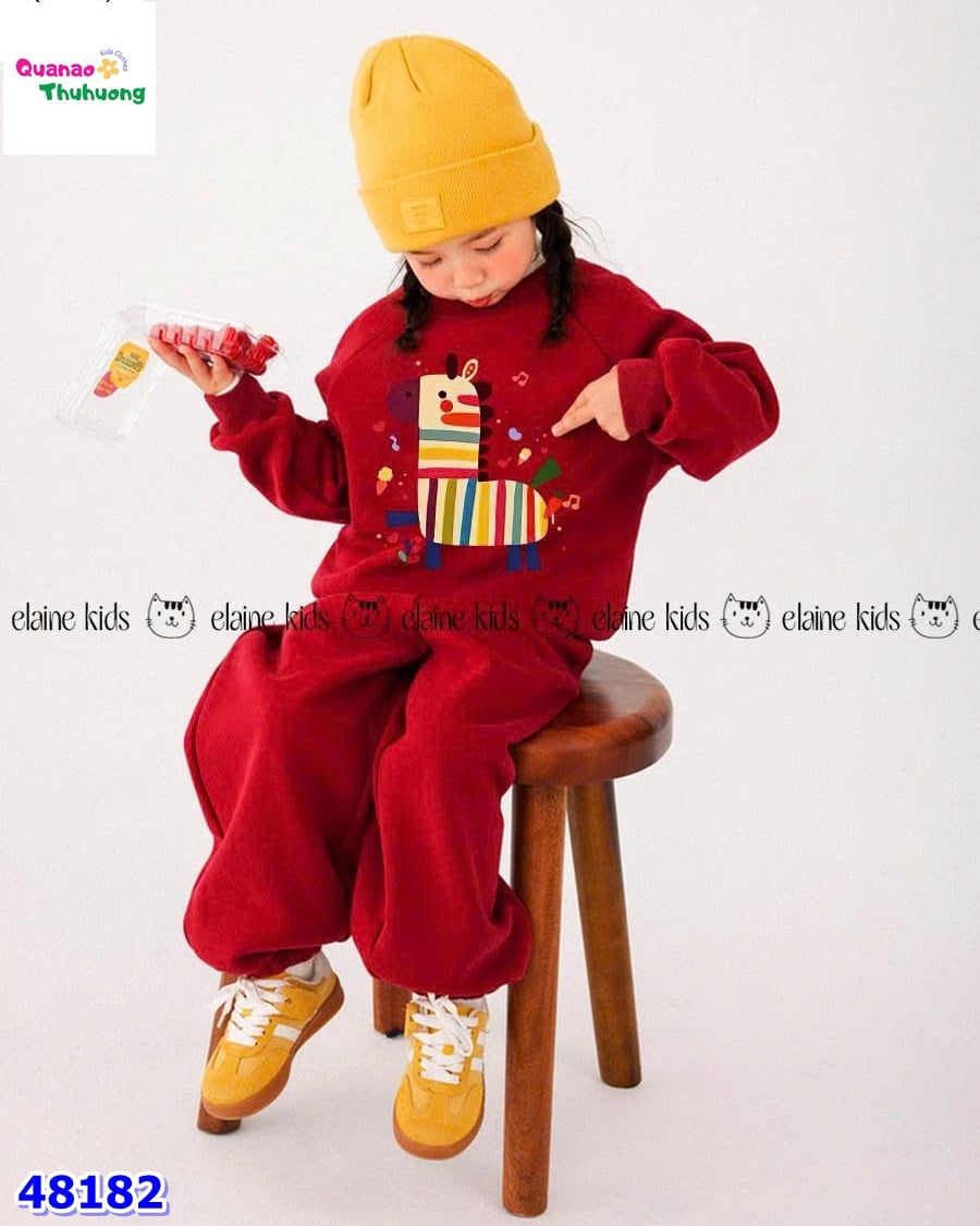 Set bộ dài Elaine đỏ in ngựa