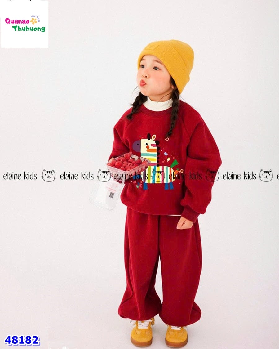 Set bộ dài Elaine đỏ in ngựa