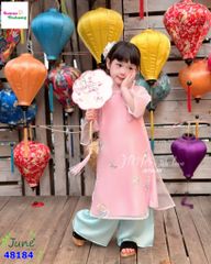 Áo dài June hồng thêu hoa