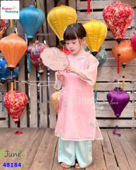 Áo dài June hồng thêu hoa